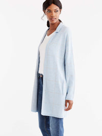 Plaid Sweater Coat Color Glacier Combo