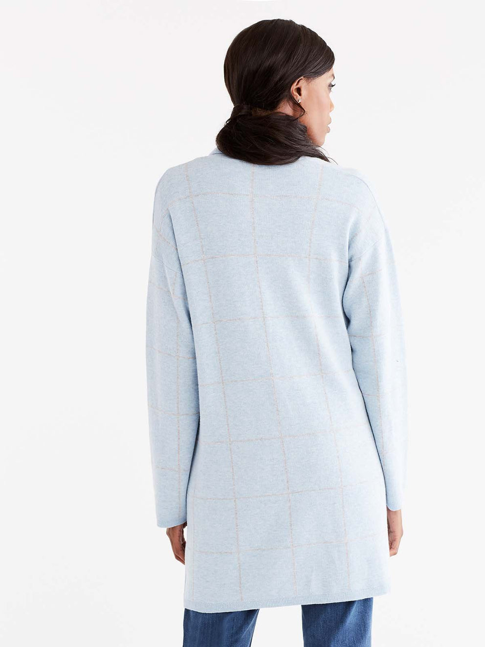 Plaid Sweater Coat Color Glacier Combo