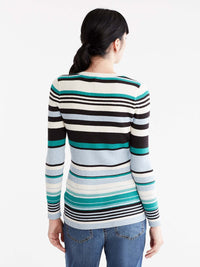 Multi-Stripe Lace Neck Top Color Jasper Multi