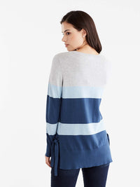V-Neck Wide Stripe Tunic Color Storm Glacier