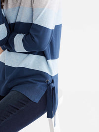 V-Neck Wide Stripe Tunic Color Storm Glacier