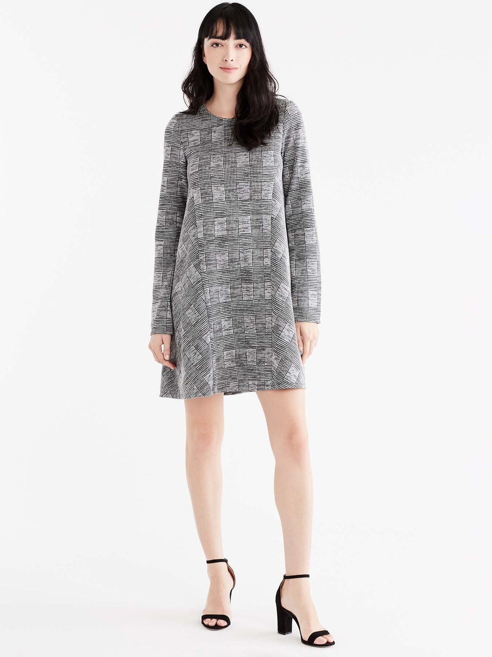 Classic Plaid Swing Dress Color Grey