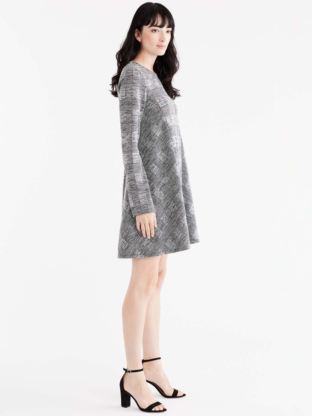 Classic Plaid Swing Dress Color Grey