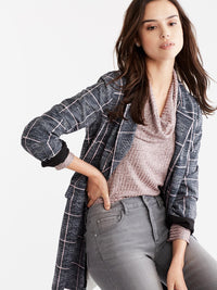 Milano Twill Plaid Topper Color Grey