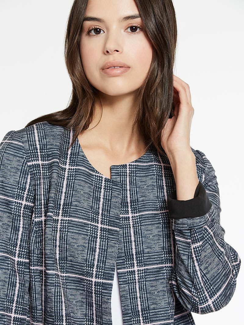 Milano Twill Plaid Topper Color Grey