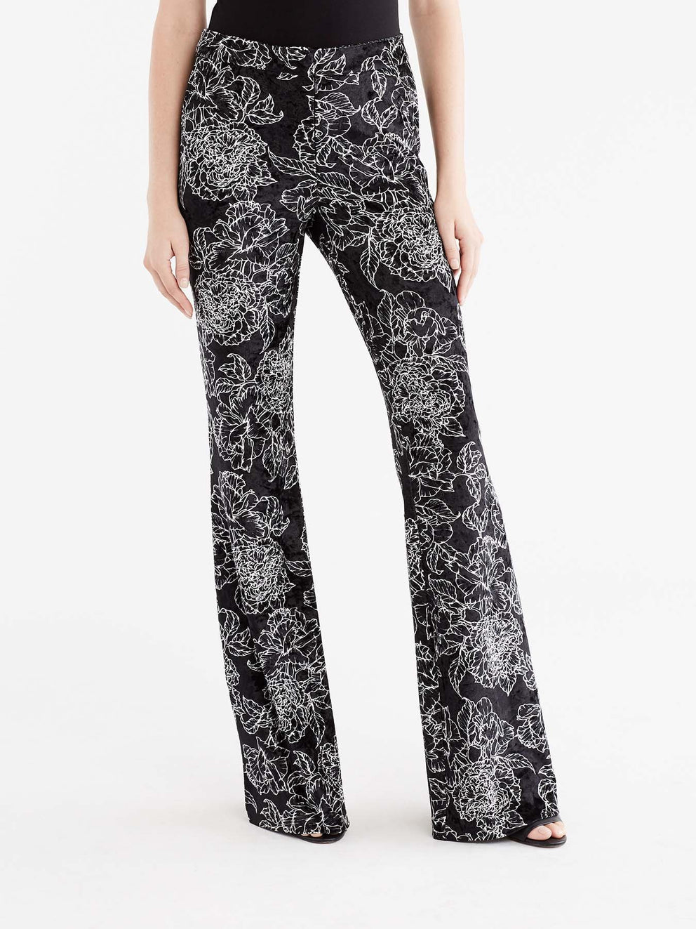 Print Crushed Velvet Pant Color Black