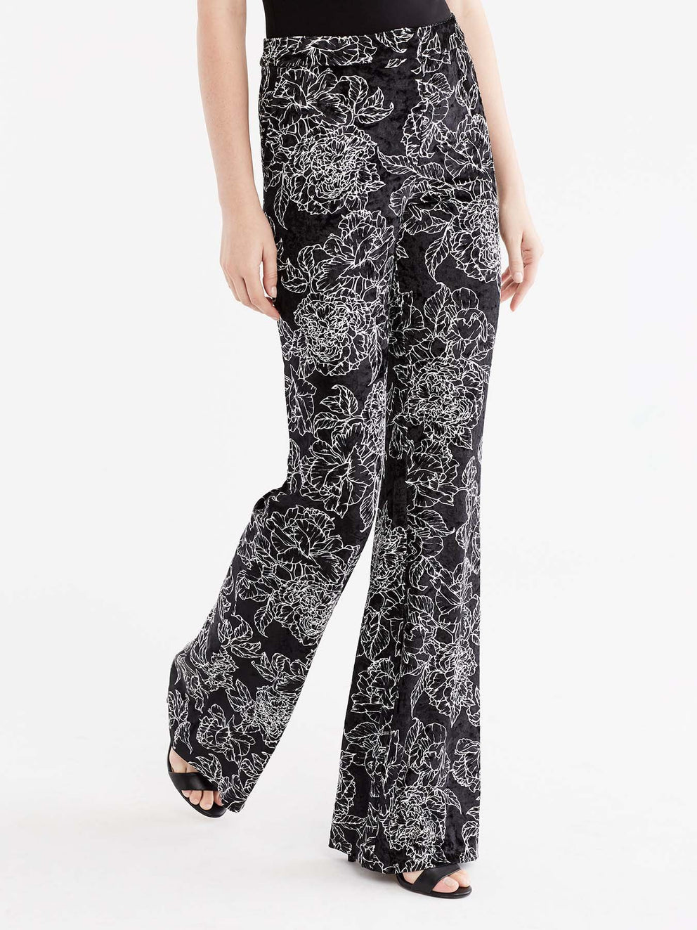 Print Crushed Velvet Pant Color Black