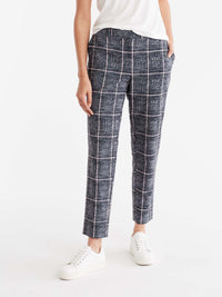 Milano Twill Plaid Ankle Pant Color Grey