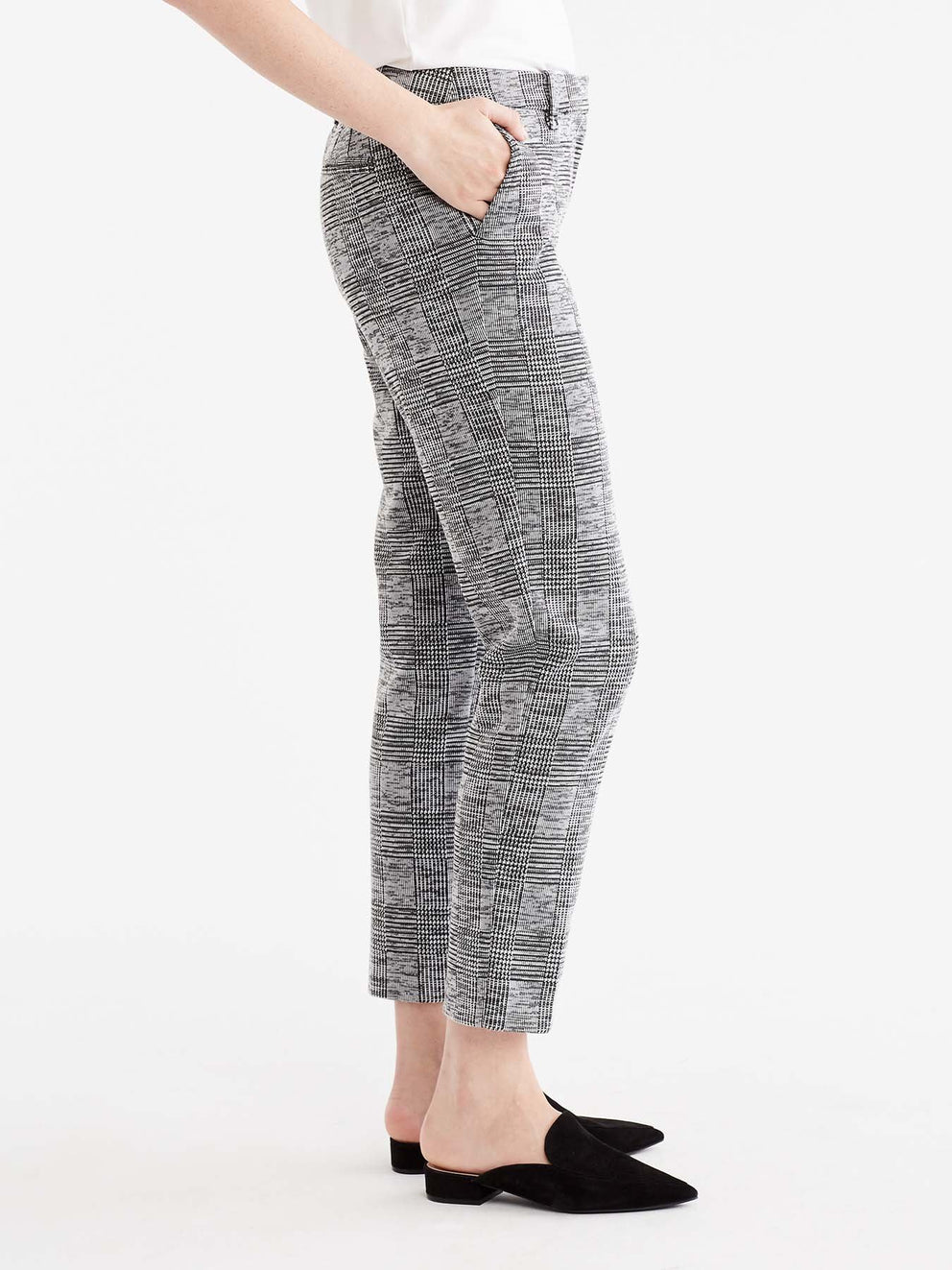 Classic Plaid Double Knit Ankle Pant Color Grey