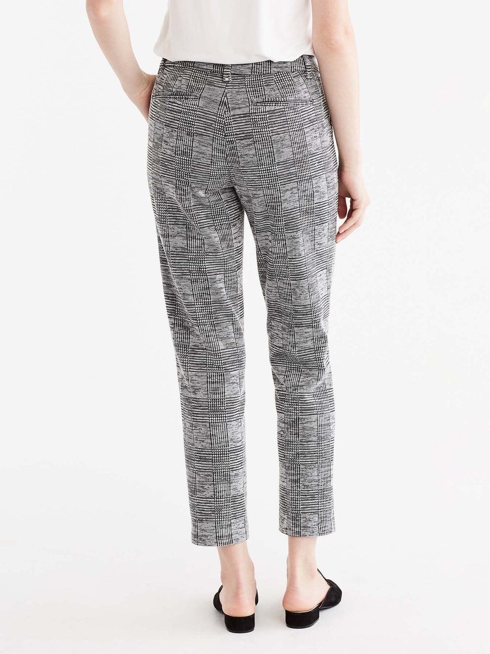 Classic Plaid Double Knit Ankle Pant Color Grey