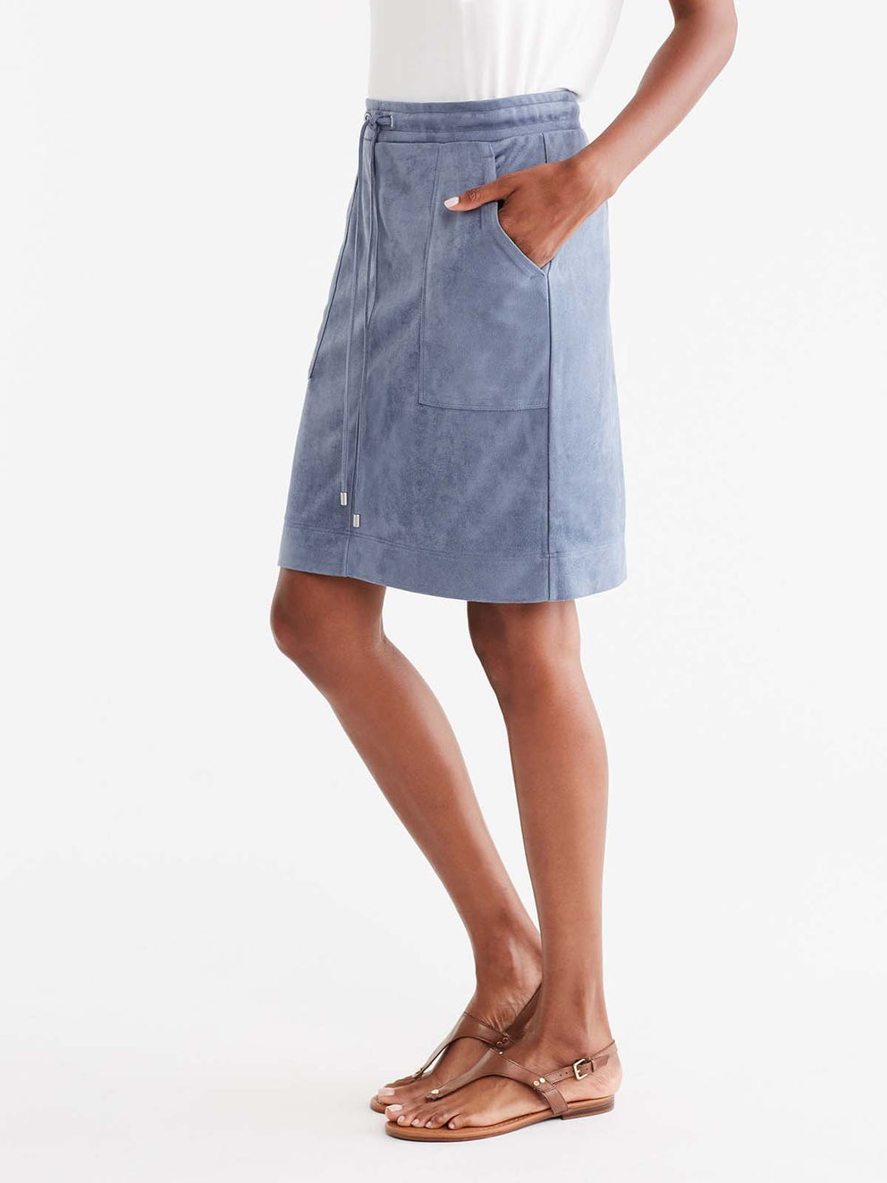 Brushed Faux Suede Pencil Skirt Color Light Storm