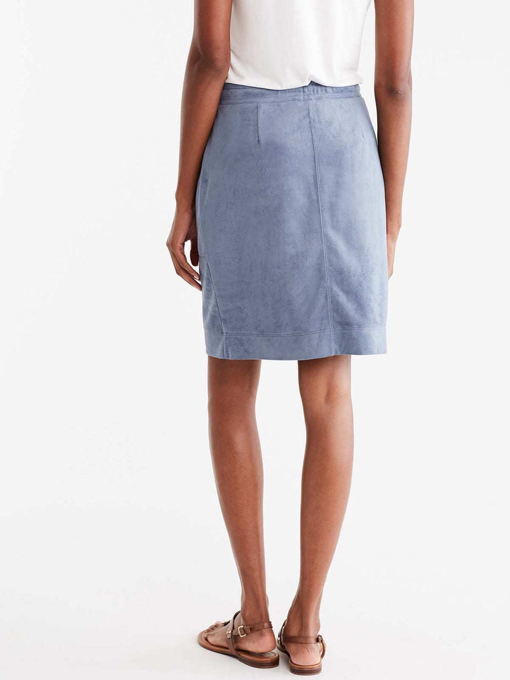 Brushed Faux Suede Pencil Skirt Color Light Storm