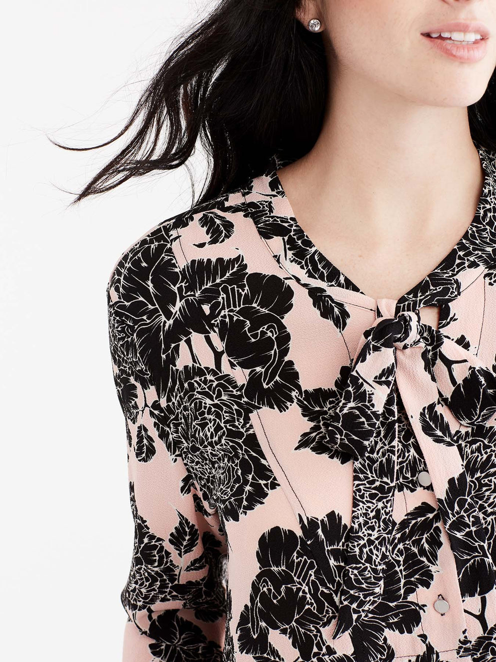 Textured Floral Shirt With Ties Color Pink