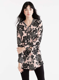 Textured Floral Shirt With Ties Color Pink