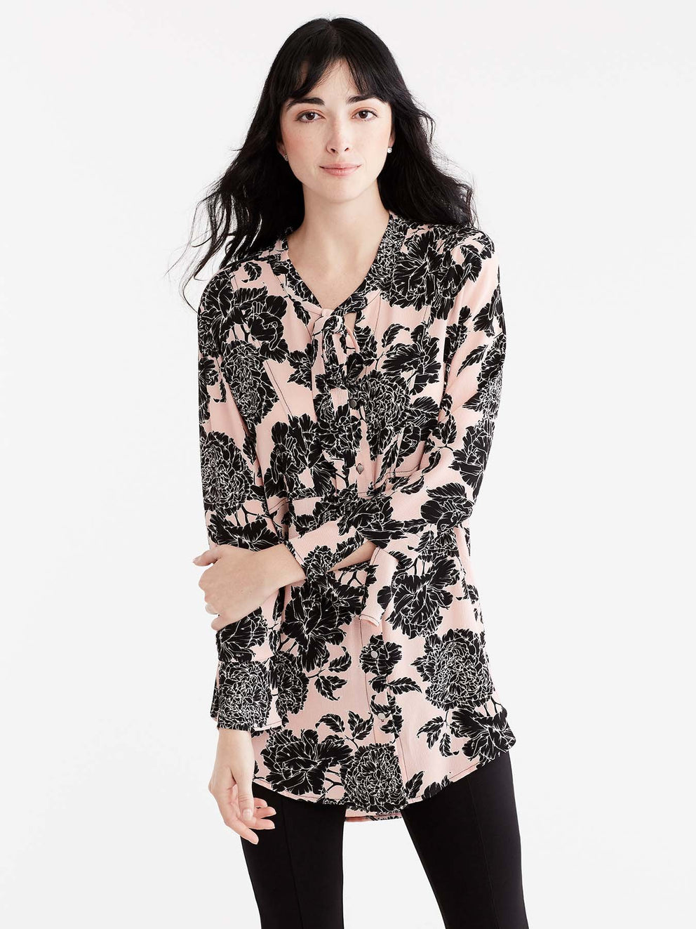 Textured Floral Shirt With Ties Color Pink