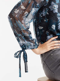 Romantic Tie-Sleeve Popover Color Storm Glacier