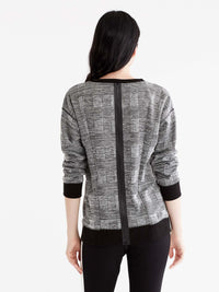 Plaid Zip-Back Sweatshirt Color Grey