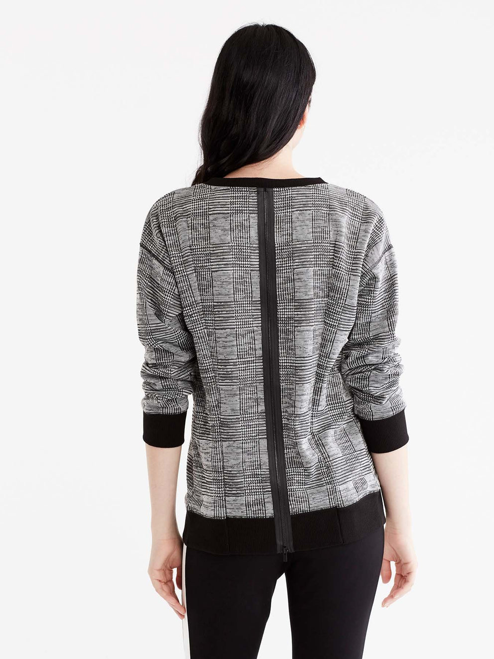 Plaid Zip-Back Sweatshirt Color Grey