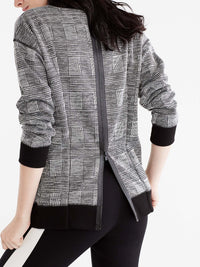 Plaid Zip-Back Sweatshirt Color Grey