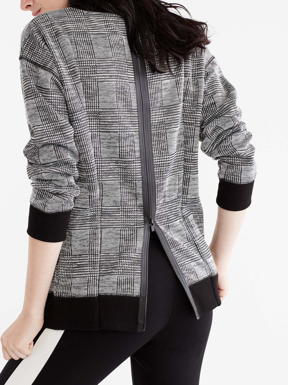 Plaid Zip-Back Sweatshirt Color Grey