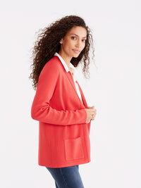 Open Front Ribbed Cardigan Color Persimmon