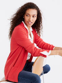 Open Front Ribbed Cardigan Color Persimmon