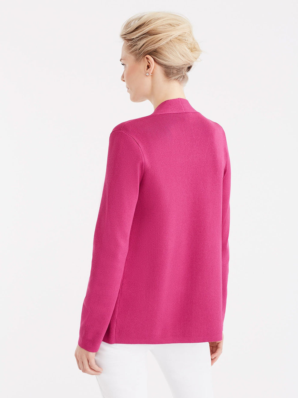 Open Front Ribbed Cardigan color Deep Pink