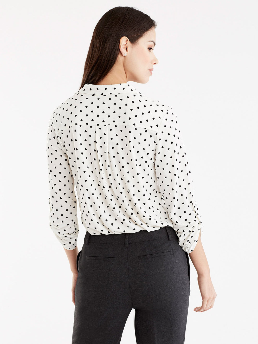 Heart Print Blouse Color Ivory Combo