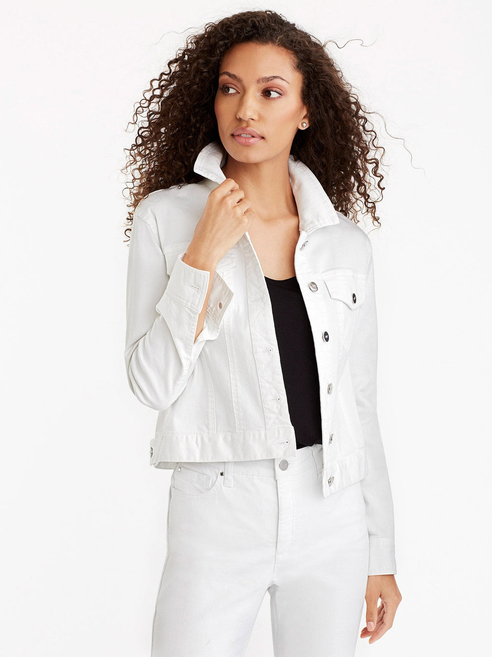 Cropped Coolmax Trucker Jacket Color Soft White