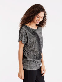 Boatneck Pinstripe Tee Color Black Ivory