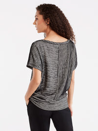 Boatneck Pinstripe Tee Color Black Ivory