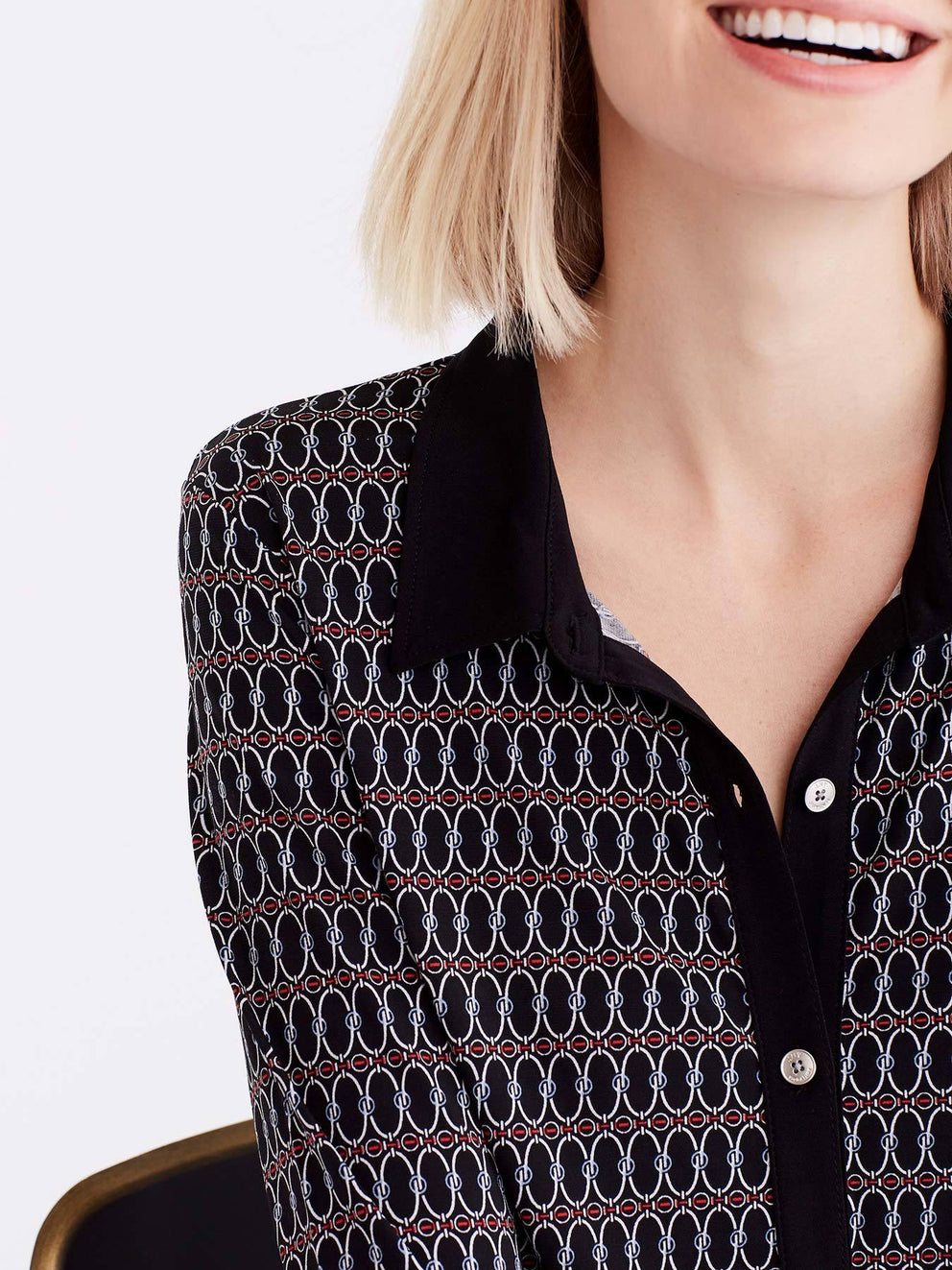 3/4 Sleeve Ring Pattern Shirt Color Black Links