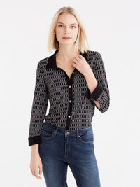 3/4 Sleeve Ring Pattern Shirt Color Black Links