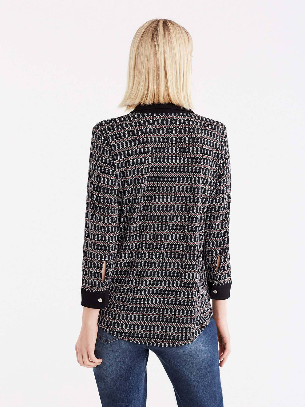3/4 Sleeve Ring Pattern Shirt Color Black Links