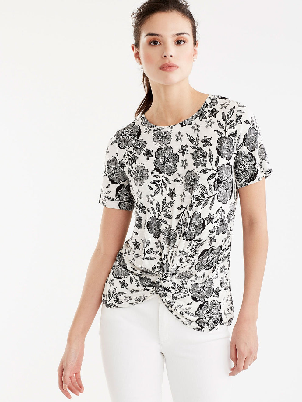 Twist Front Tee Color Graphic Black