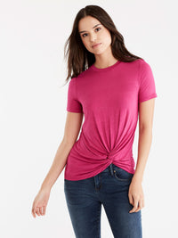 Twist Front Tee Color Deep Pink