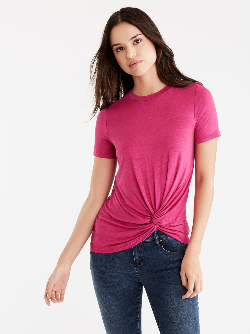 Twist Front Tee Color Deep Pink