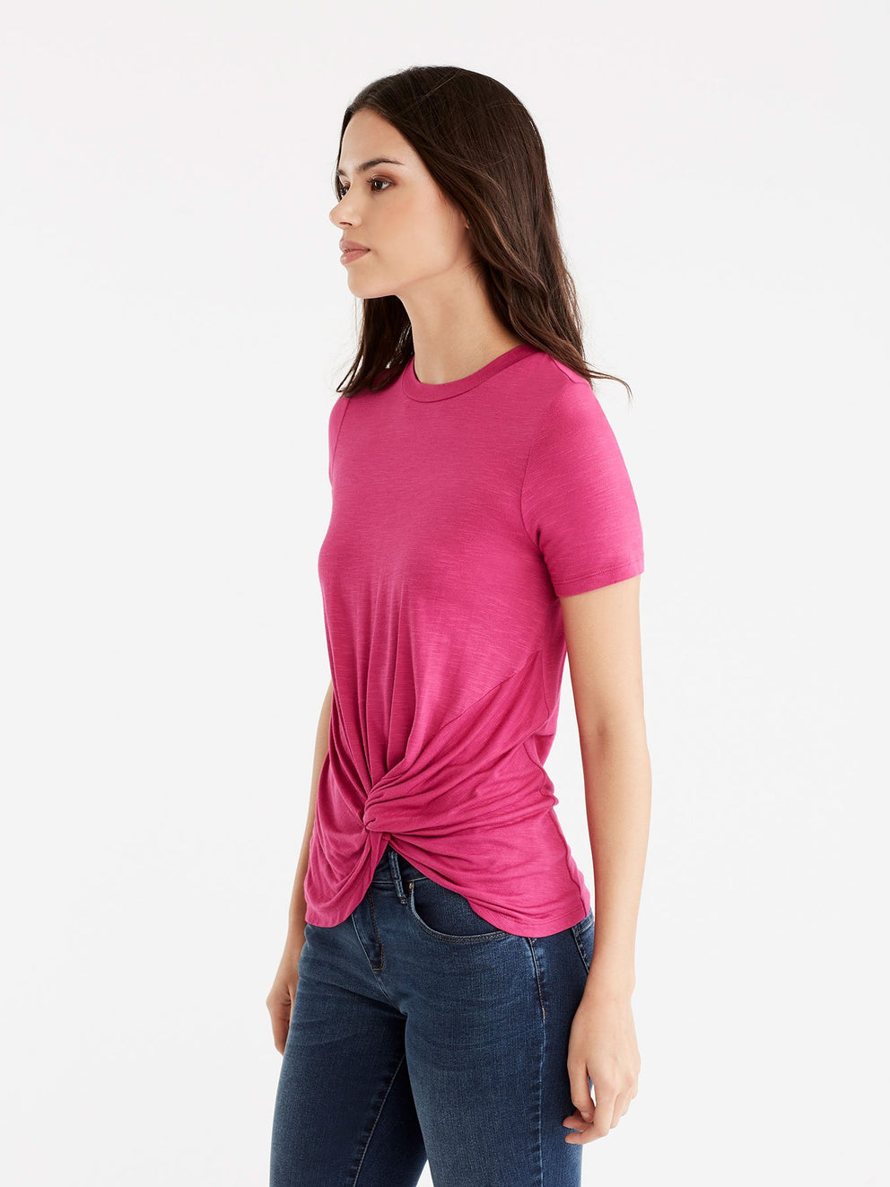 Twist Front Tee Color Deep Pink