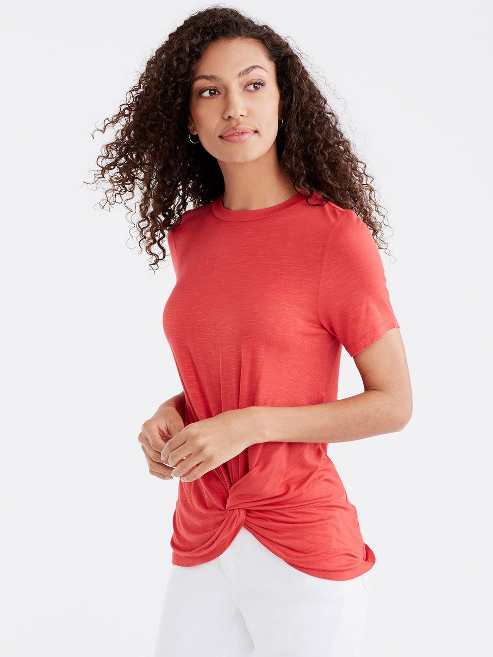 Twist Front Tee Color Persimmon