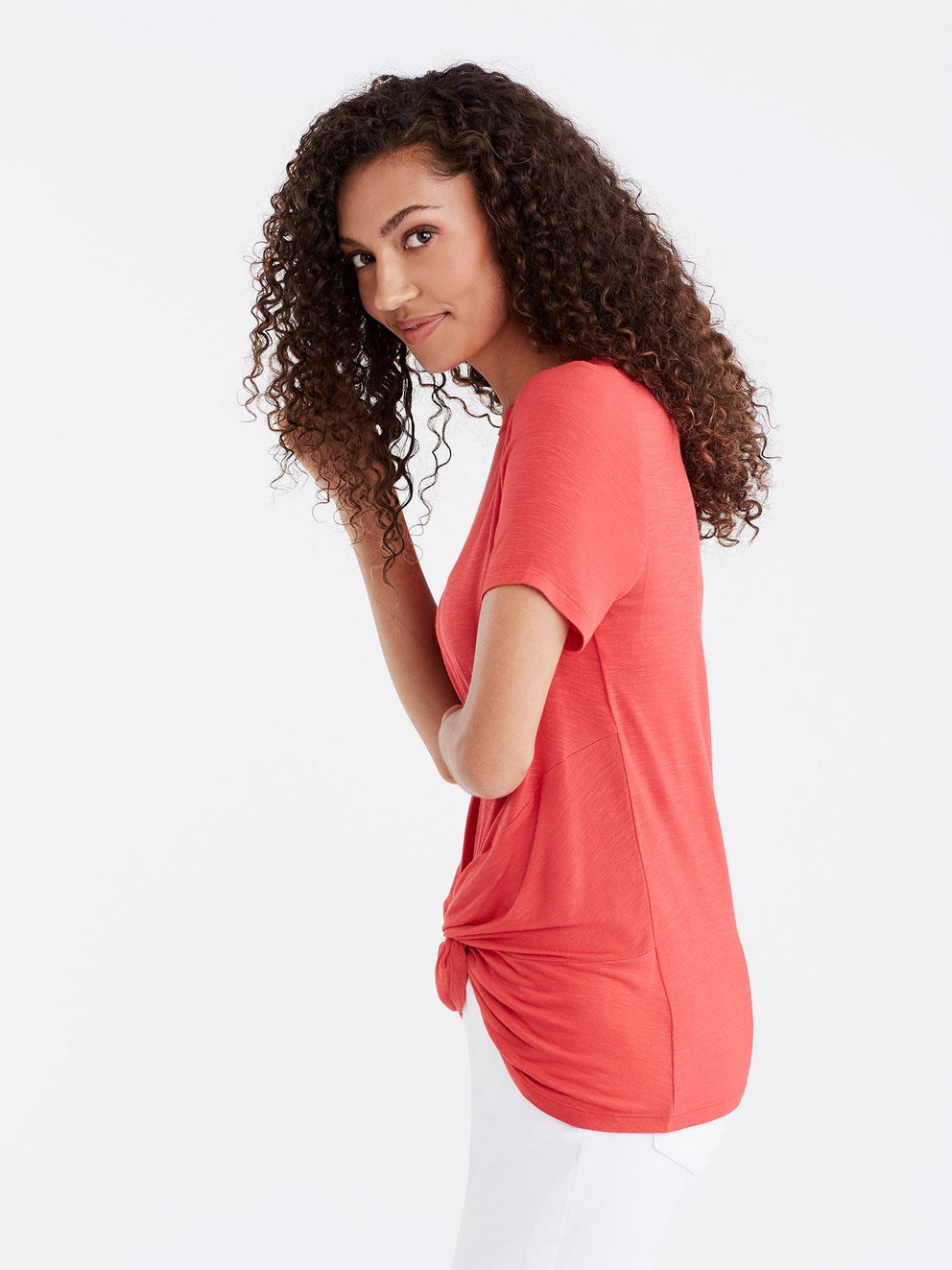 Twist Front Tee Color Persimmon