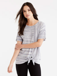 Tie Hem Tee Color Dark Indigo Ivory