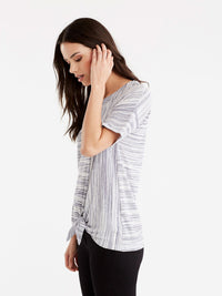 Tie Hem Tee Color Dark Indigo Ivory