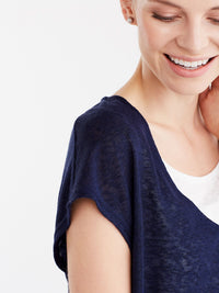 V-Neck Double Layer Tee Color Dark Indigo