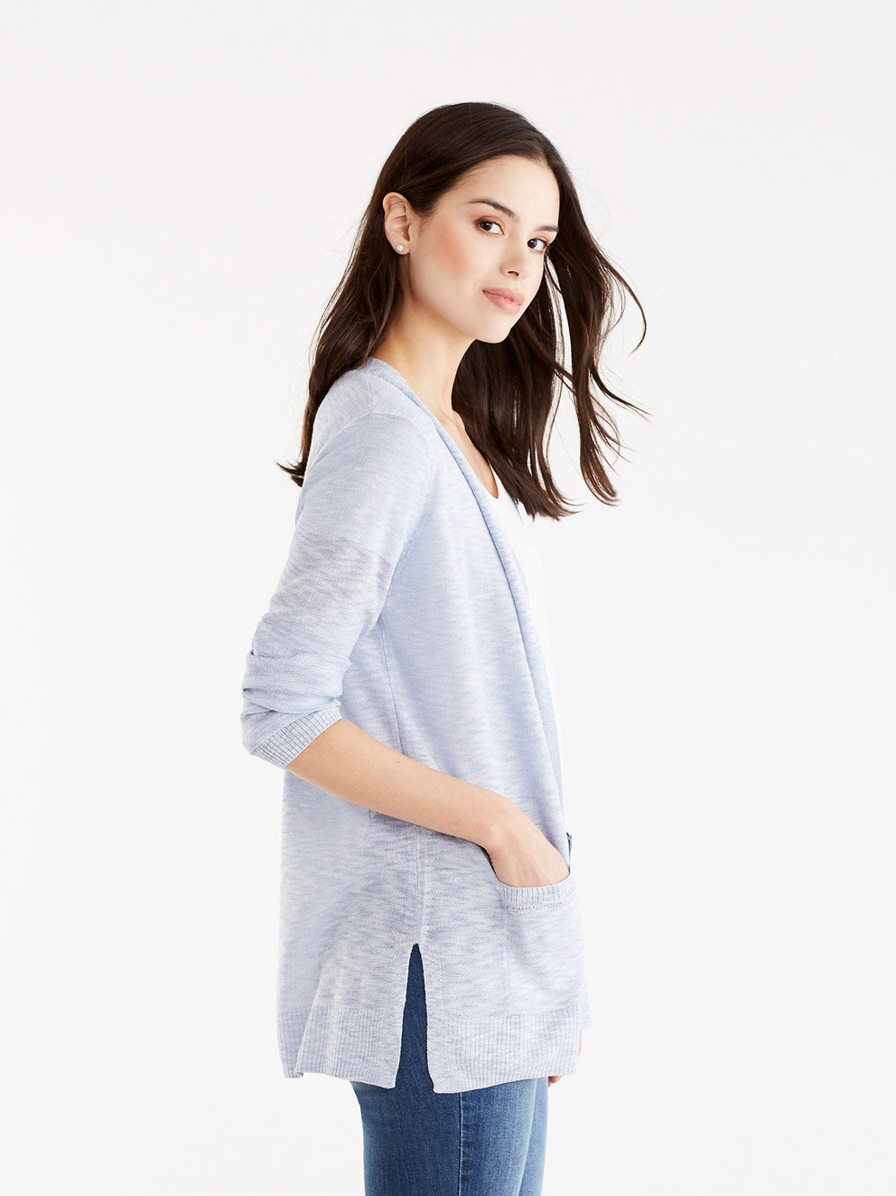 Open Front Sweater Cardigan Color Moonstone