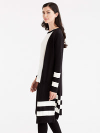 Striped Duster Cardigan Color Black