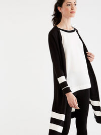 Striped Duster Cardigan Color Black