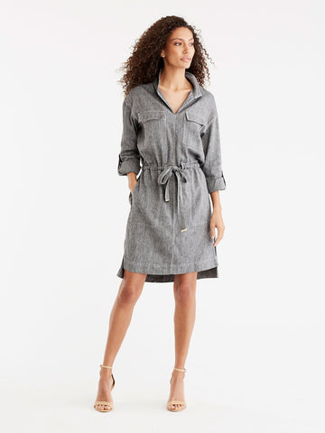 Pop-Collar Shirtdress