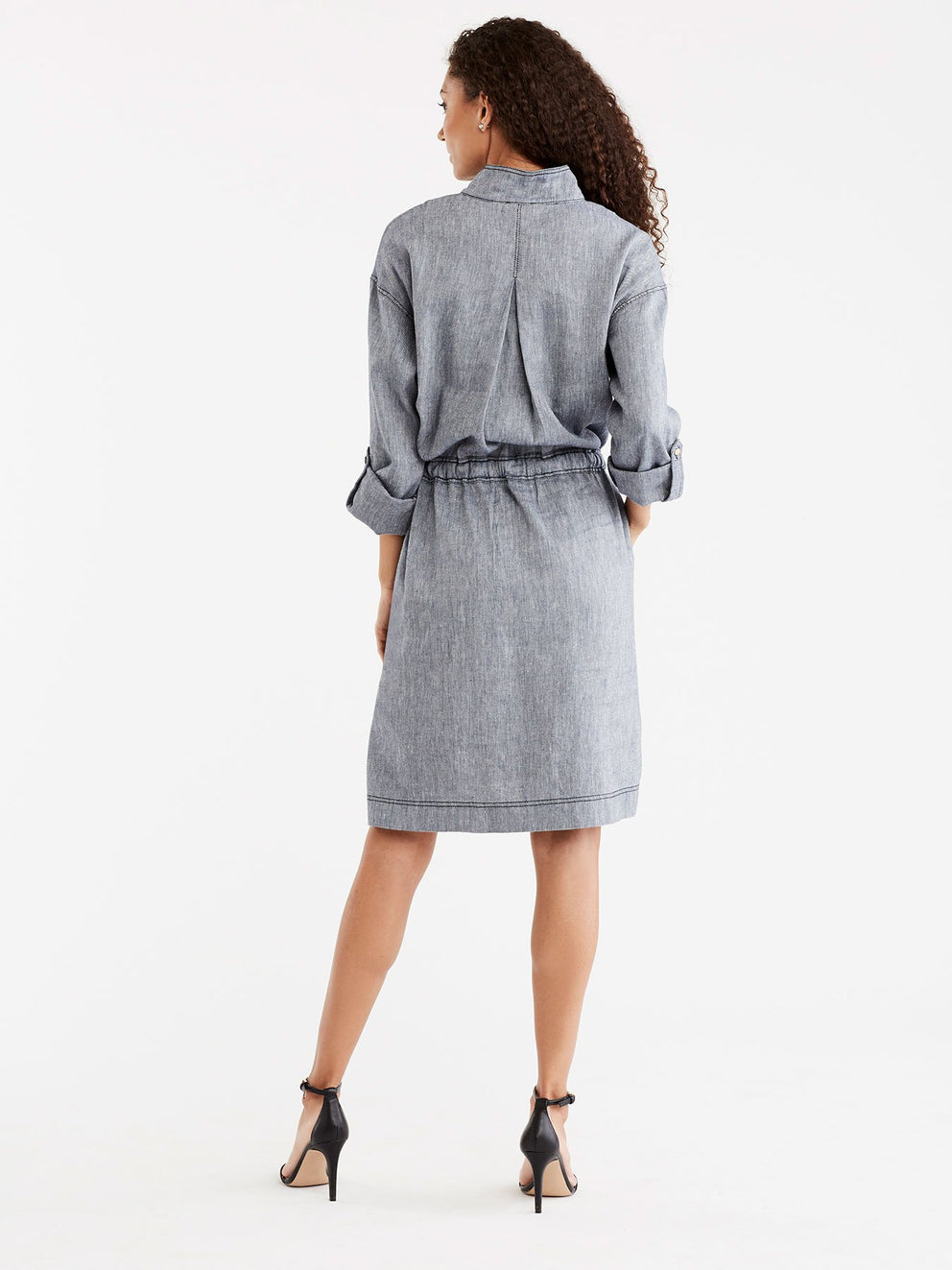 Pop-Collar Shirtdress Color Dark Indigo