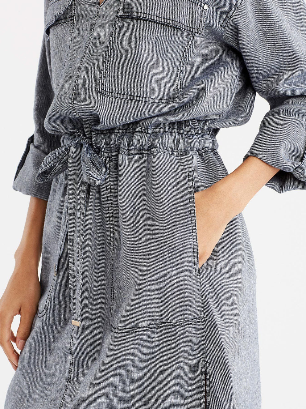 Pop-Collar Shirtdress Color Dark Indigo