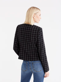 Grid Pattern Zip Jacket Color Black Combo